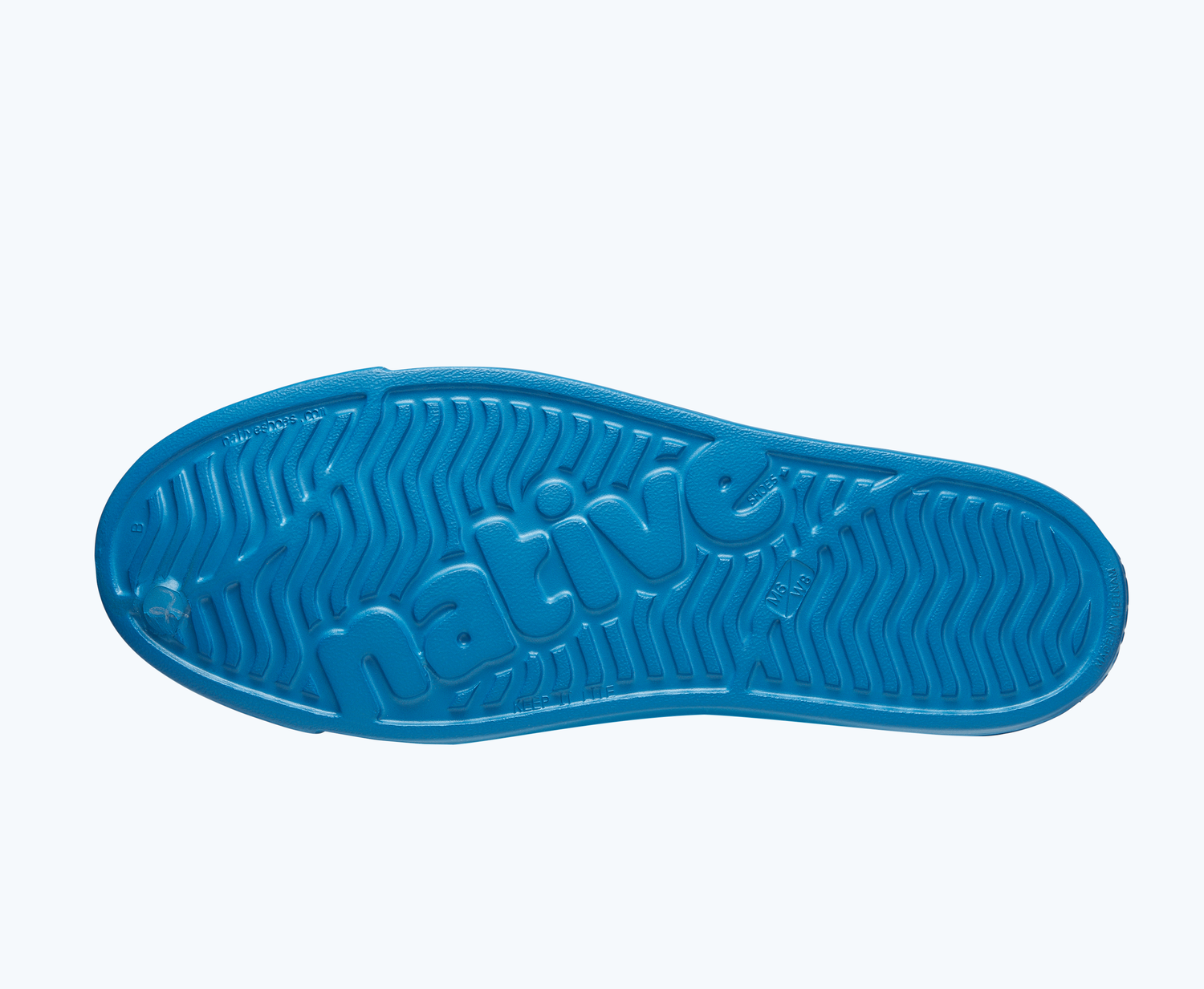 Bottom view of a Native Shoes Jefferson Bloom Archive | Vallarta Blue Footwear