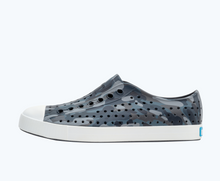 Side view of a Native Shoes Adults Jefferson Print | Dublin Grey/ Shell White/ Pigeon Eucamo Footwear