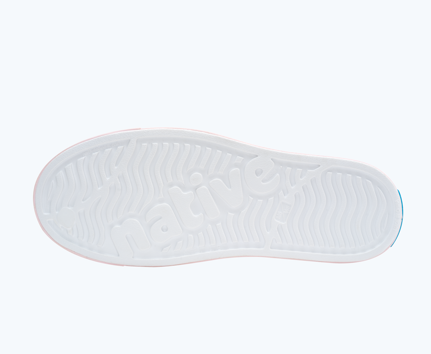 Bottom view of a Native Shoes Jefferson Print | Shell White/ Milk Pink/ Pink Clouds Footwear