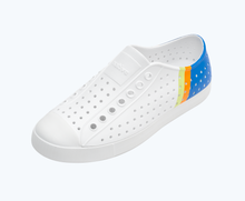 Angled view of a Native Shoes Jefferson Block | Shell White/ Shell White/ Uv City Celery Block Footwear