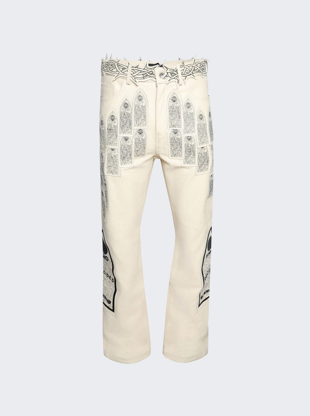 Men | WHO DECIDES WAR | Patched Arch Embroidered Pants Cream | Beige
