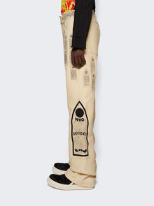 Men | WHO DECIDES WAR | Patched Arch Embroidered Pants Cream | Beige