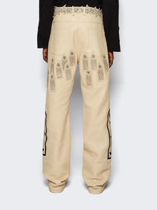 Men | WHO DECIDES WAR | Patched Arch Embroidered Pants Cream | Beige