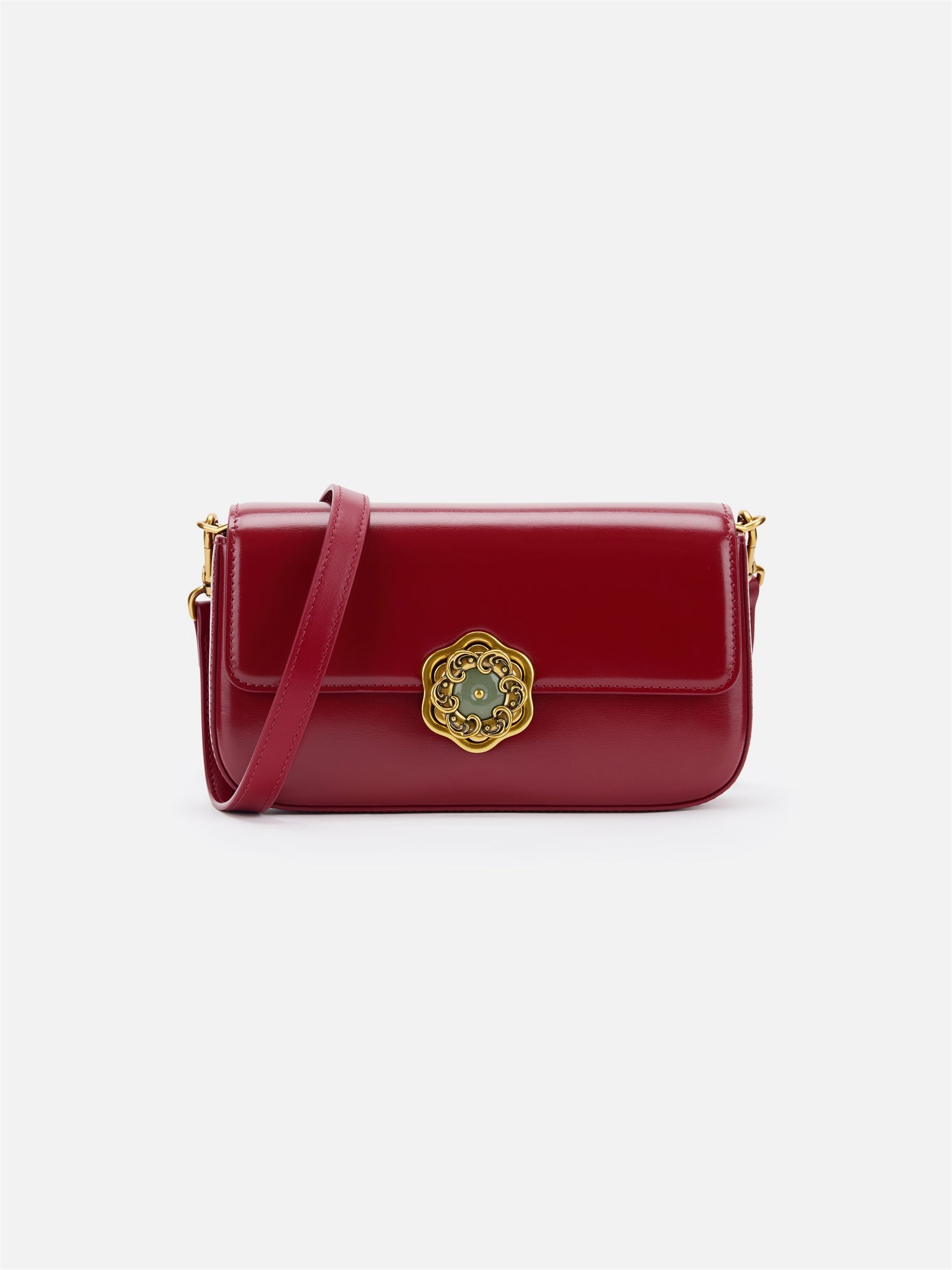 Hetian Jade Rotating Peony Button Bag | Brown