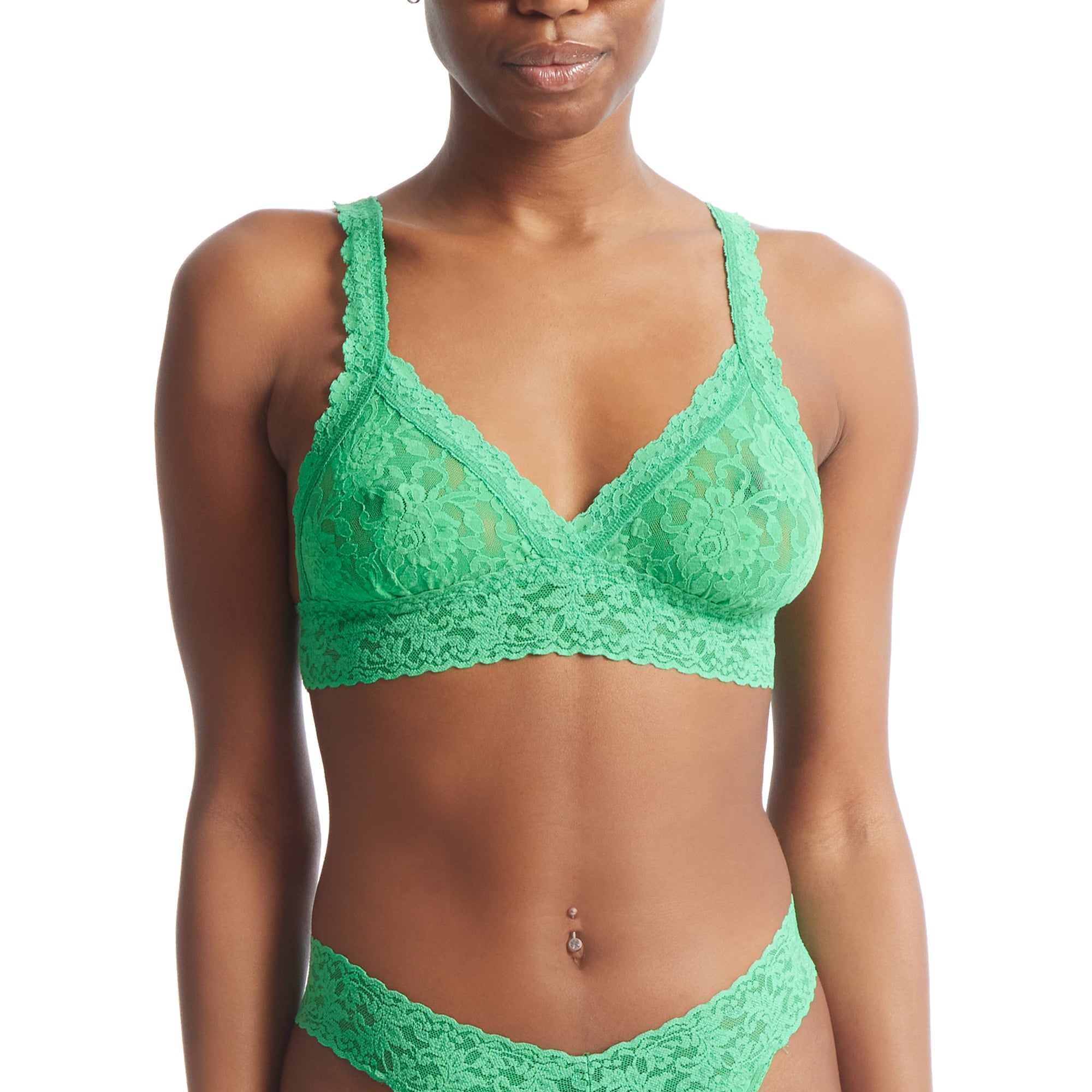 Signature Lace Crossover Bralette | Retrospective (Green)