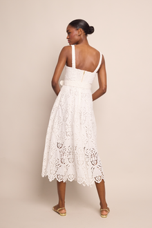 Calypso Dress | White Embroidered Eyelet