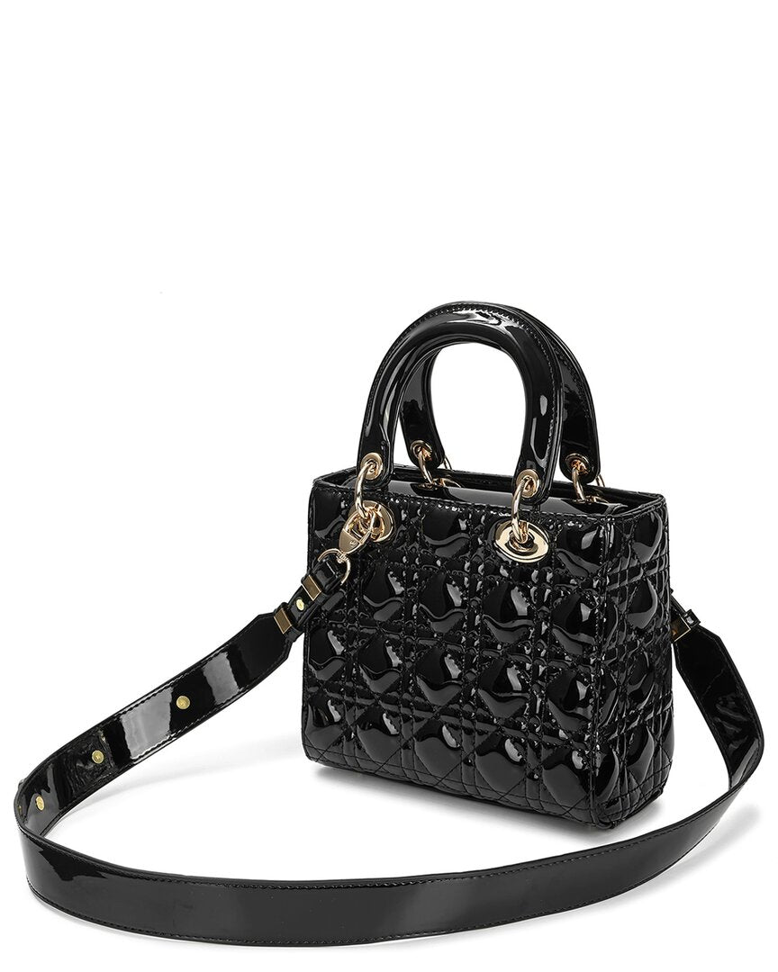 Tiffany & Fred Paris | Womens | Mini Quilted Patent Satchel | Black