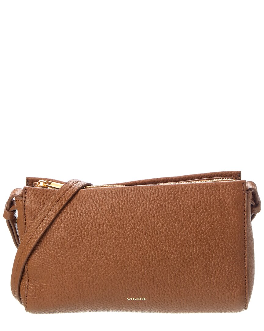 Vince | Unisex | Smyrna Wos Top Zip Leather Crossbody | Brown