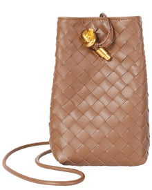 Tiffany & Fred Paris | Unisex | Handwoven Mini Leather Bucket Bag | Brown