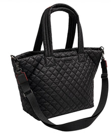 MZ Wallace | Womens | Large Metro Nylon & Leather Tote Deluxe | Black