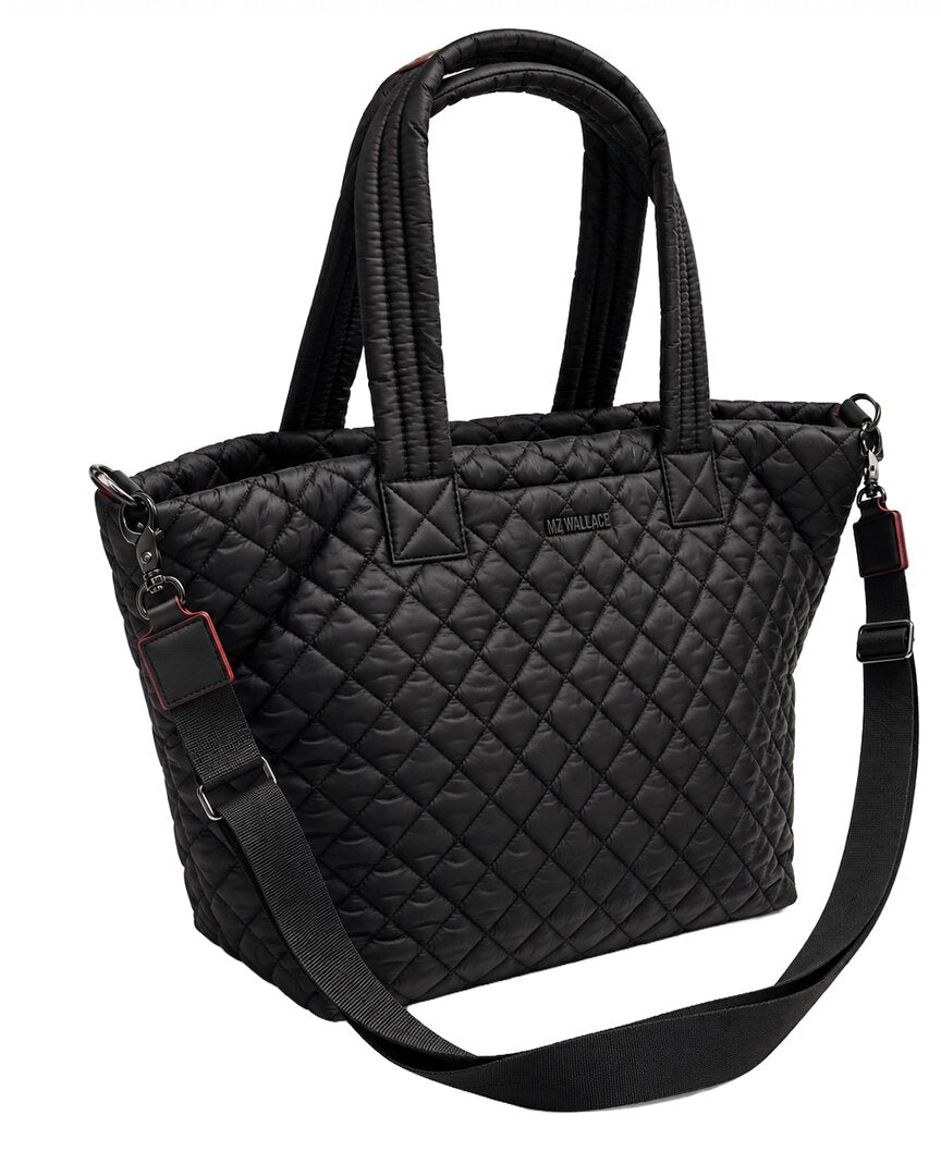 MZ Wallace | Womens | Large Metro Nylon & Leather Tote Deluxe | Black