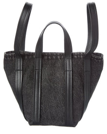 Balenciaga | Womens | Ever 2.0 N/S XS Denim & Leather Tote | Black