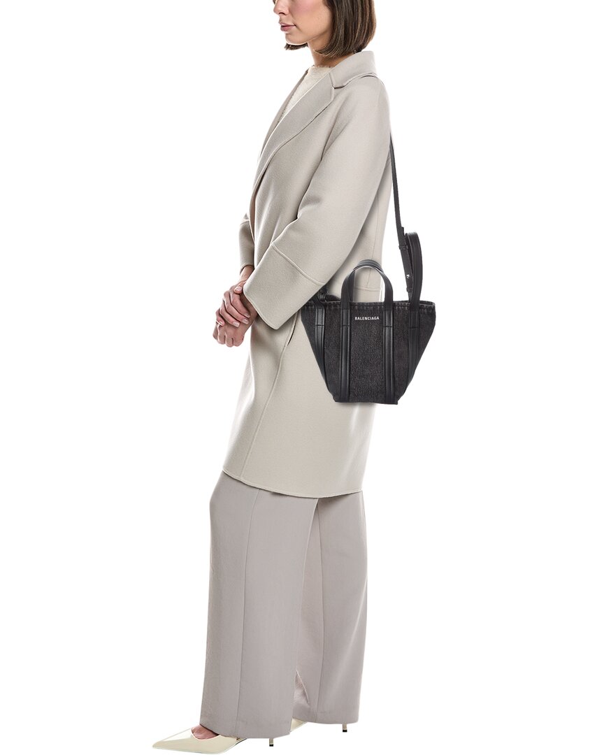 Balenciaga | Womens | Ever 2.0 N/S XS Denim & Leather Tote | Black