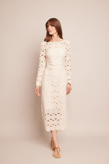 Marsielle Dress | Floral Natural Crochet