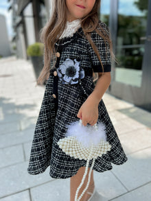 Girl | Orea and Tweed Dress | Black x Silver