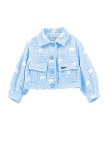 Girls | Star Boucle Short Jacket | Sky Blue