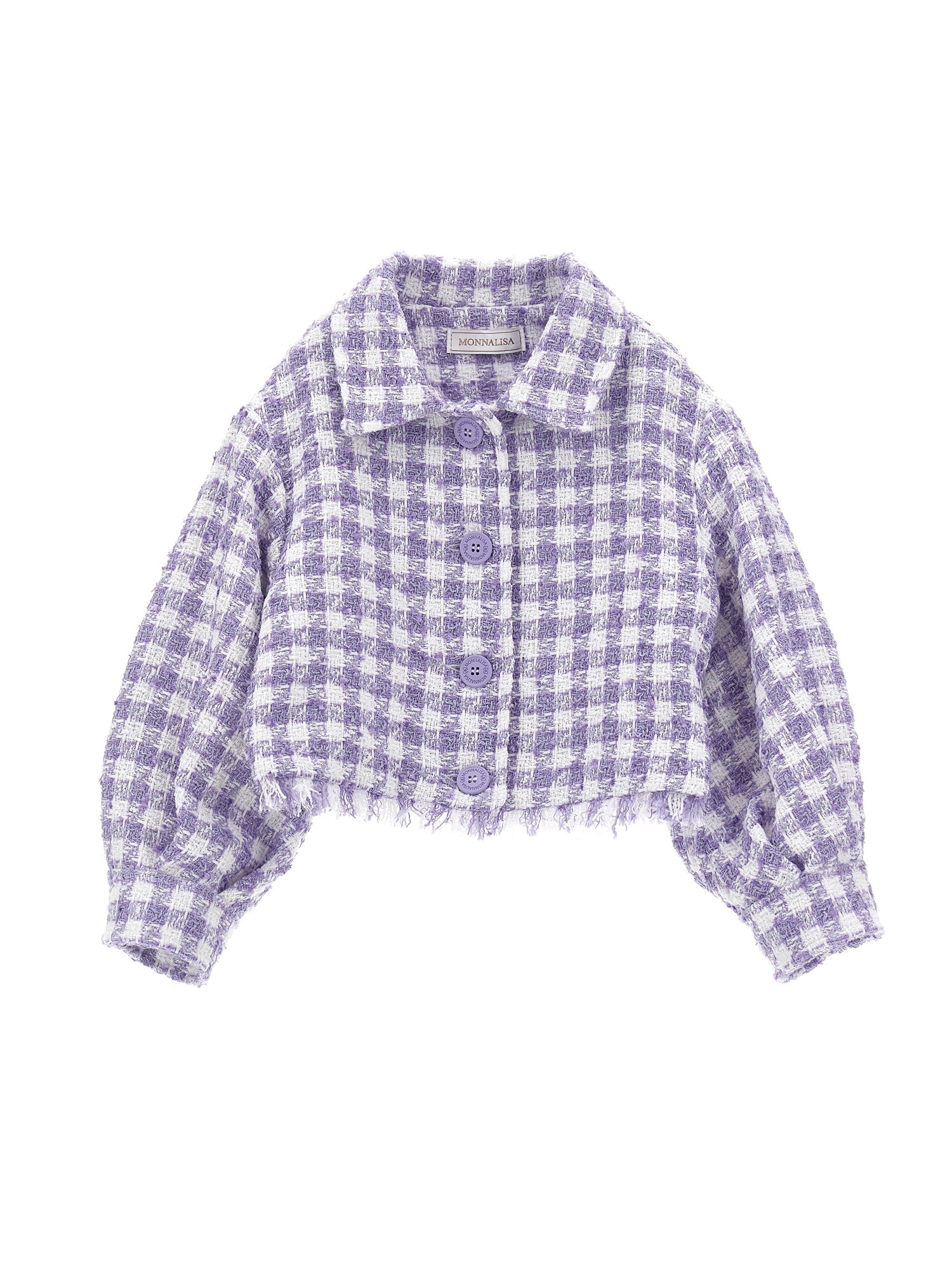 Girls | Houndstooth Spencer Jacket | White/Wisteria
