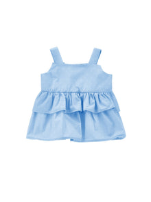 Girls | Double Gala Poplin Top | Sky Blue