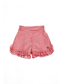 Girls | Vichy Muslin Shorts | Red/White