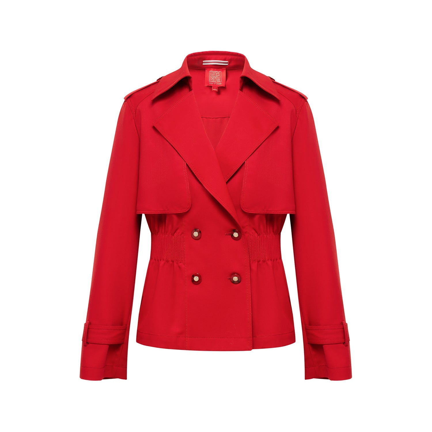 Waist Belted Short Trench Coat | Red