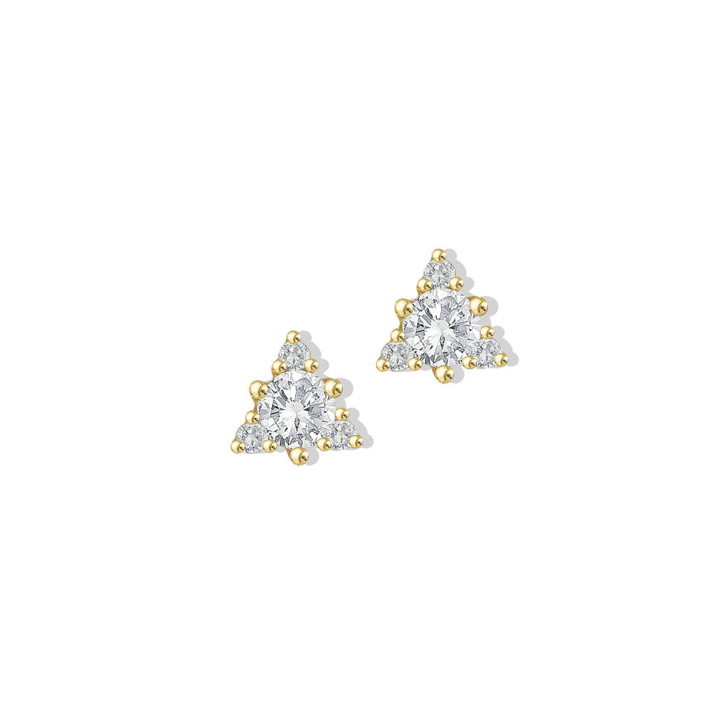 Cz Triangle Stud Earrings | Gold