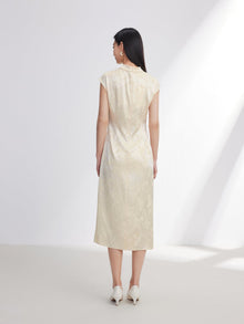 Traditional Style Silk Dress | Beige