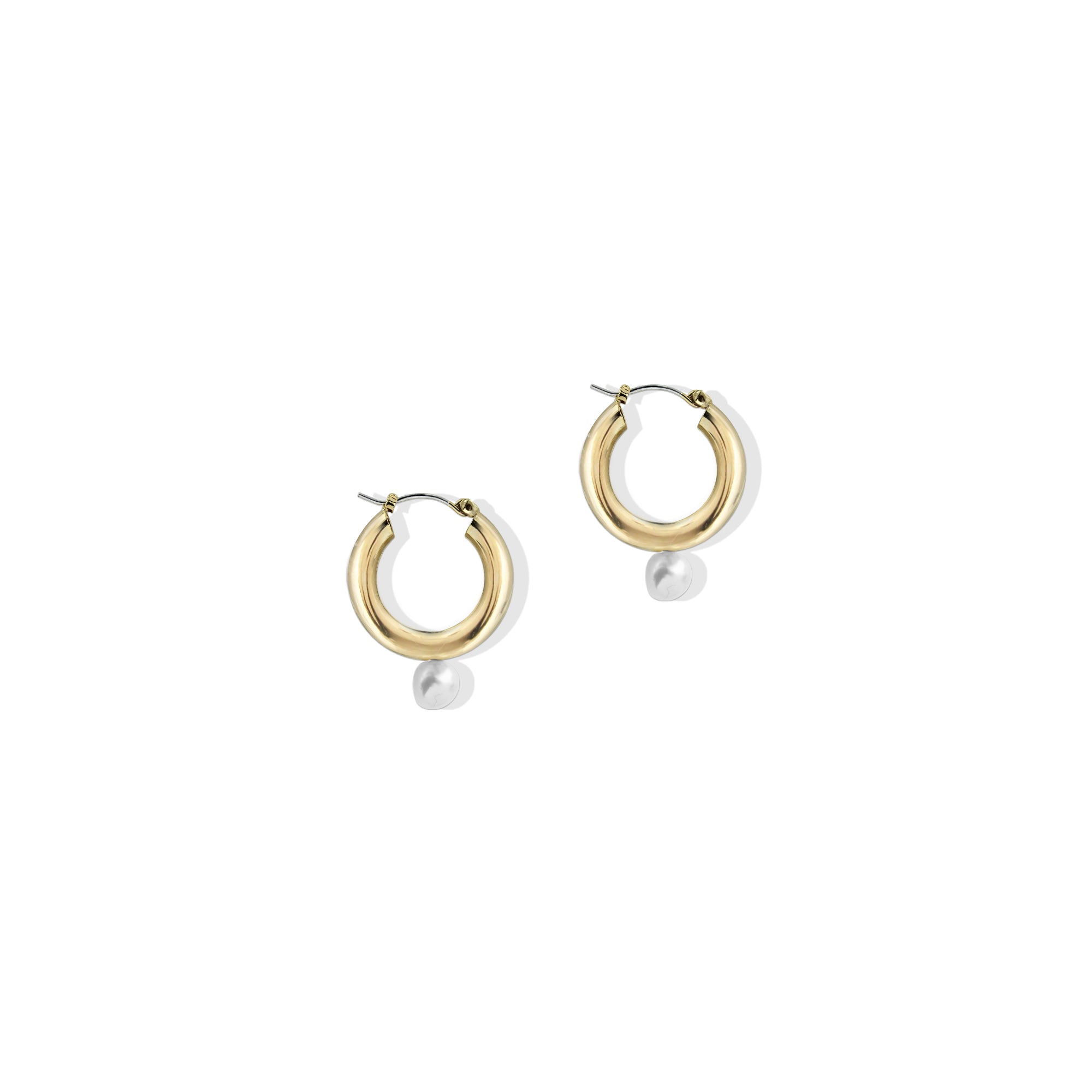 The Pearl Tube Hoop Earring | Gold