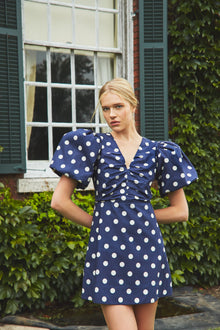 Aliza Dress | Classic Navy Dot