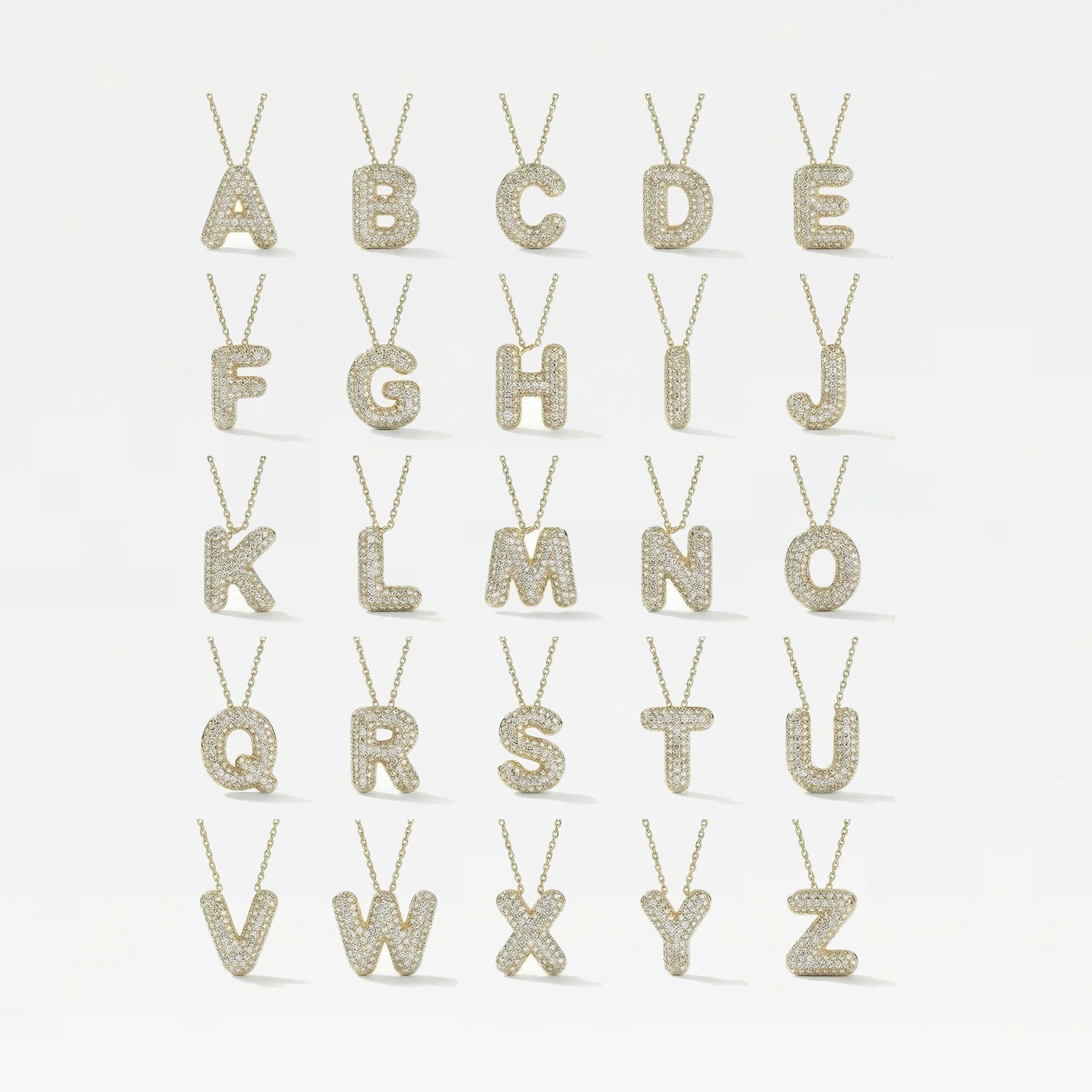 The Pave Bubble Letter Pendant Necklace | Gold Vermeil