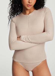 Quarter Zip Long Sleeve Top | Oat Milk