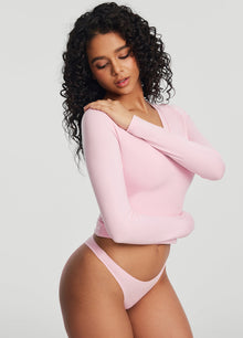 V-Neck Long Sleeve Top | Ballet Pink