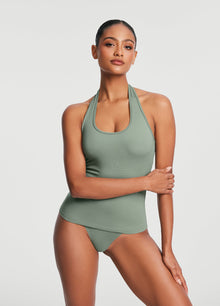 Halter Neck Tank Top | Sage Green