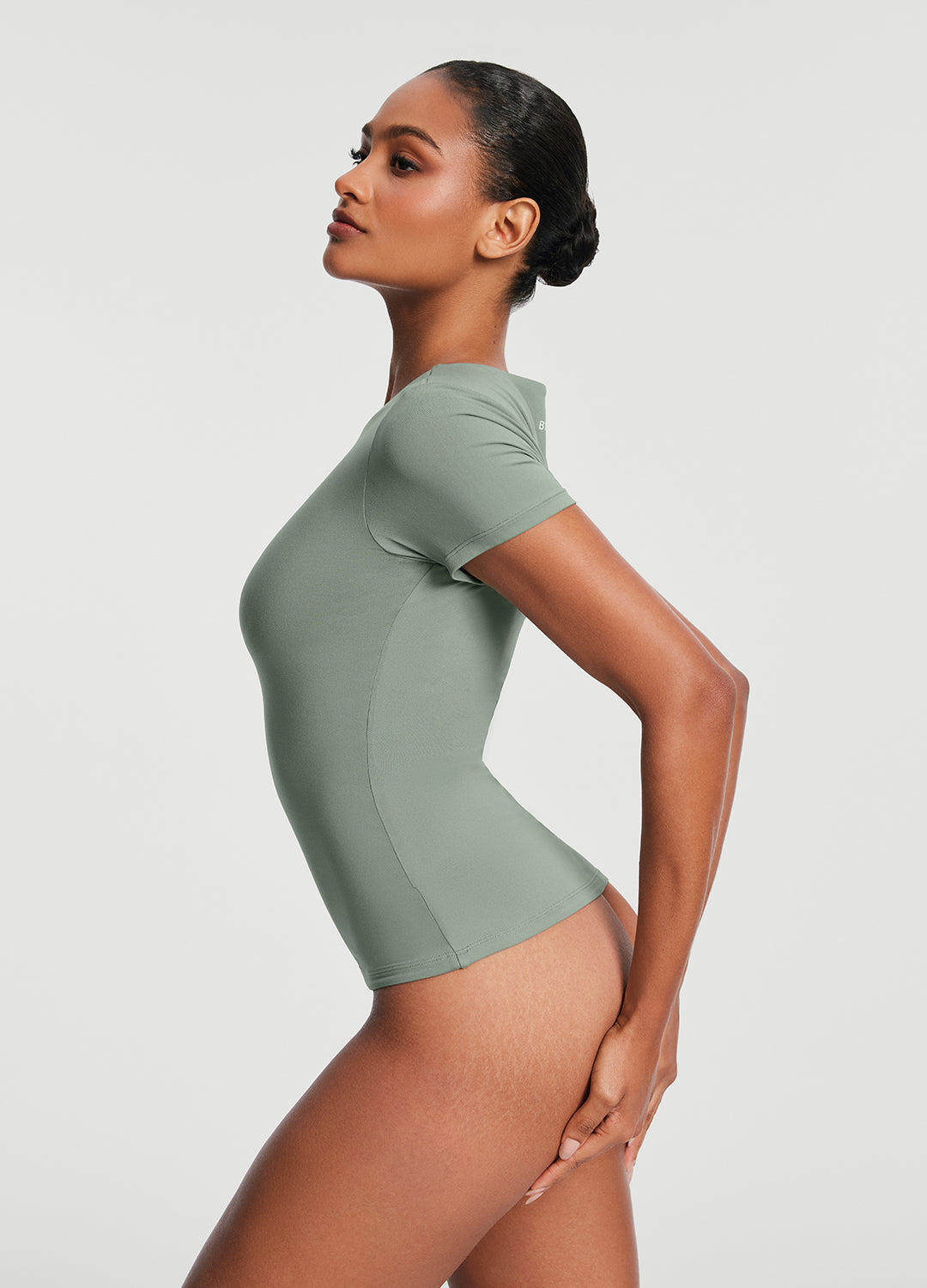 Short Sleeve Crew Neck Top | Sage Green