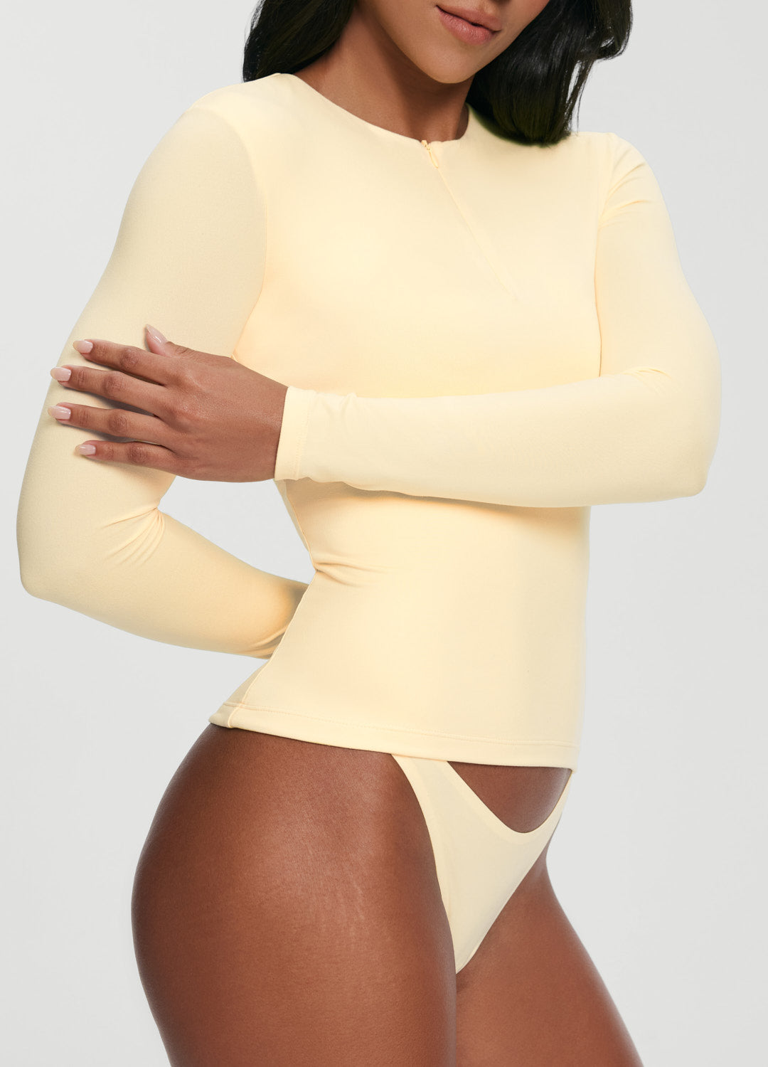 Quarter Zip Long Sleeve Top | Lemon Meringue