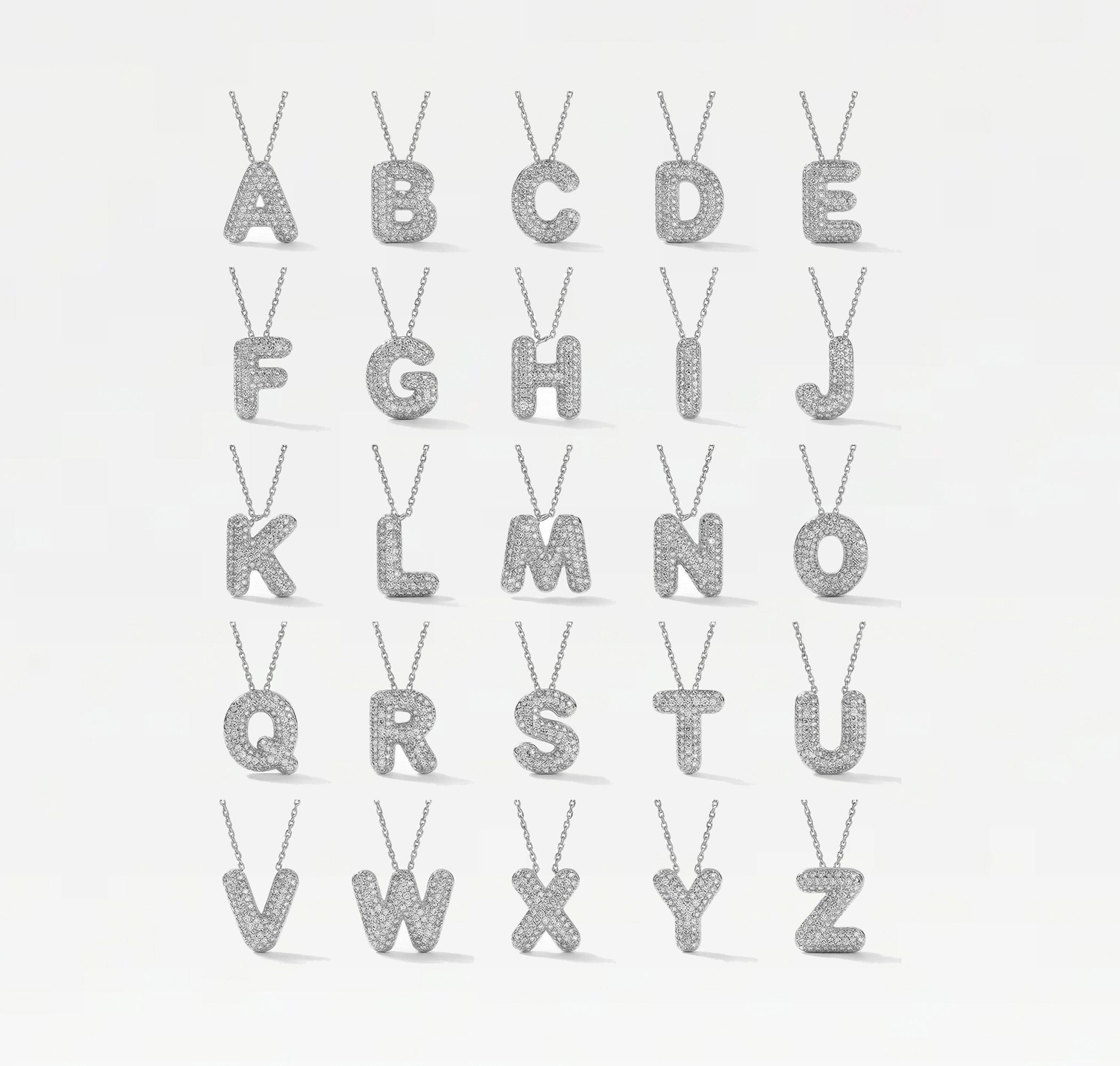 The Pave Bubble Letter Pendant Necklace | Sterling Silver