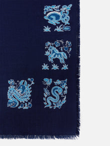 Square Shaped Jacquard Scarf | Navy