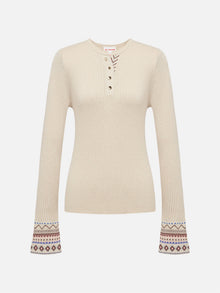 Yak Wool Ethnic Style Pullover | Beige