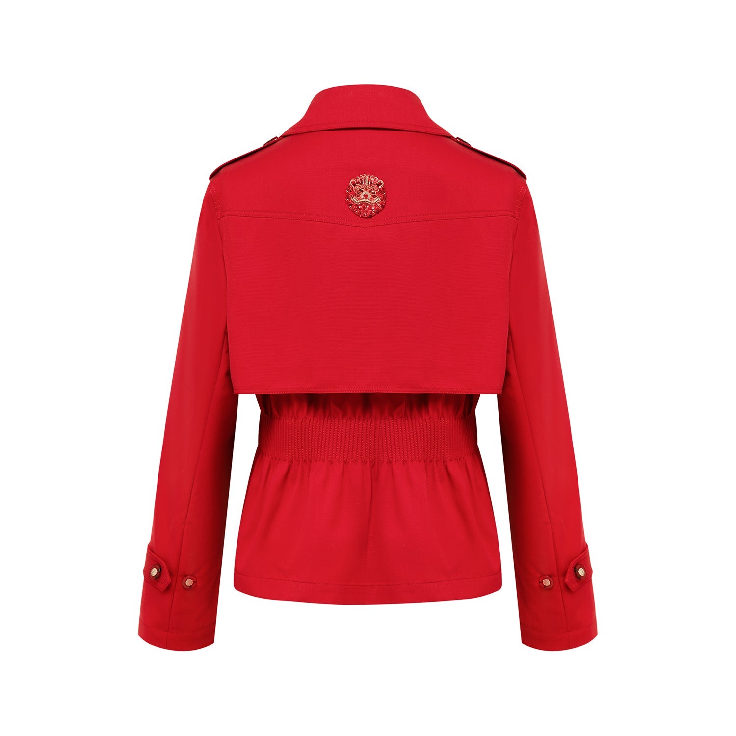 Waist Belted Short Trench Coat | Red