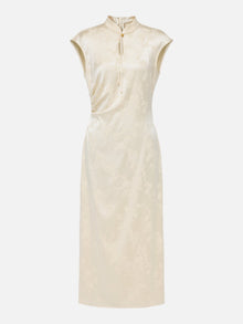 Traditional Style Silk Dress | Beige