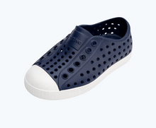Angled view of a Native Shoes Kids Jefferson Kids | Regatta Blue/ Shell White Footwear