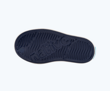 Bottom view of a Native Shoes Kids Jefferson Kids | Regatta Blue/ Shell White Footwear