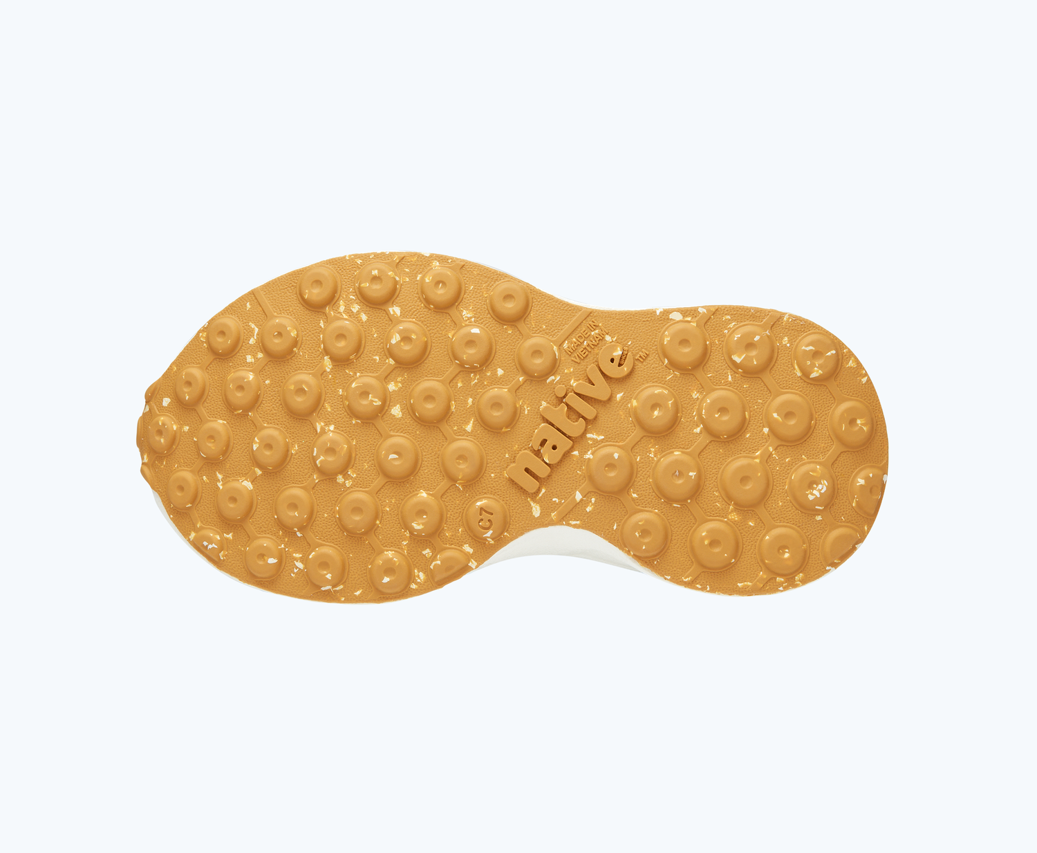 Bottom view of a Native Shoes Kids Robbie Kids | Grasshopper Green/ Shell White/ Mash Speckle Rubber Footwear
