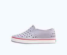 Side view of a Native Shoes Kids Miles Kids | Future Purple/ Shell White Footwear