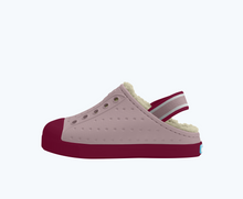 Side view of a Native Shoes Kids Jefferson Cozy Kids | Balos Pink/ Root Red/ Bone White Footwear