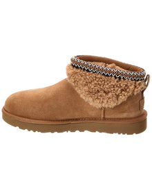 UGG | Womens | W Classic Ultra Mini Maxi Curly Suede & Sherpa Bootie | chestnut