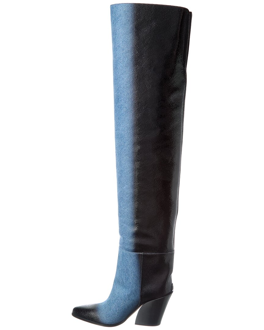 Jimmy Choo | Womens | Maceo 85 Denim & Leather Over-The-Knee Boot | Blue