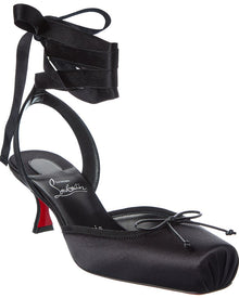 Christian Louboutin | Womens | Cassia Lace-Up 55 Satin Slingback Pump | Black