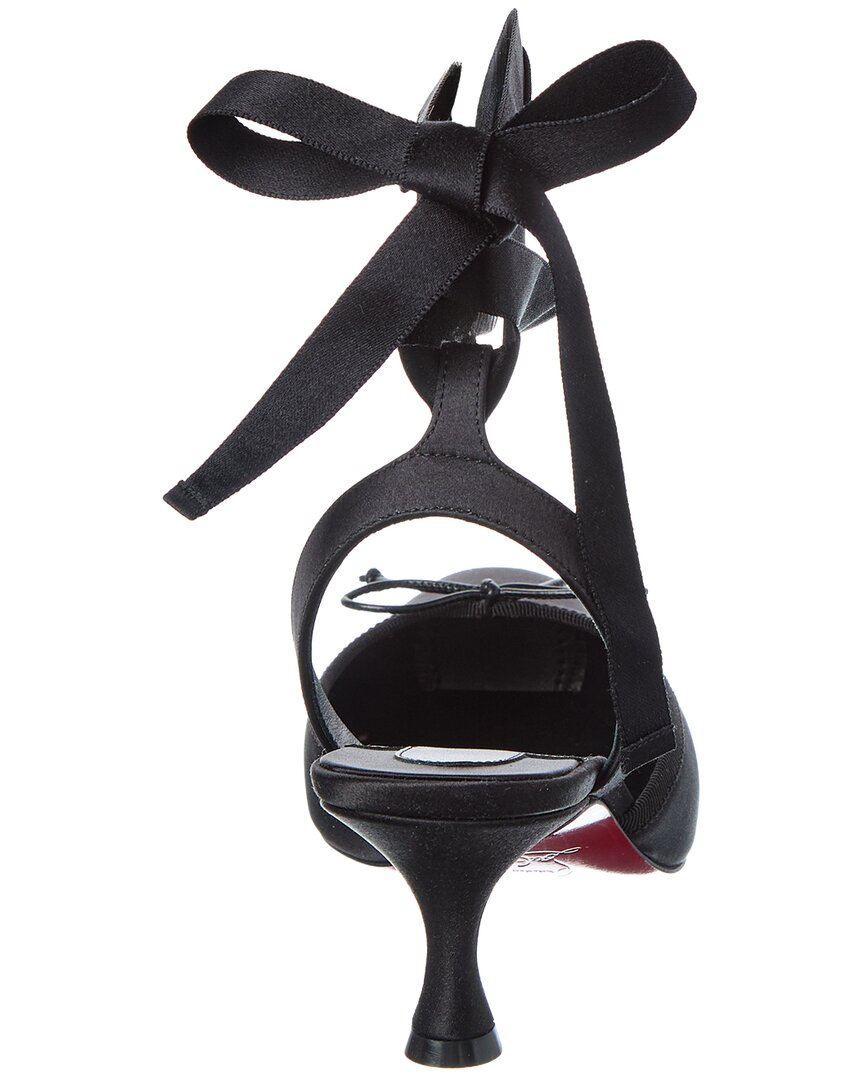 Christian Louboutin | Womens | Cassia Lace-Up 55 Satin Slingback Pump | Black