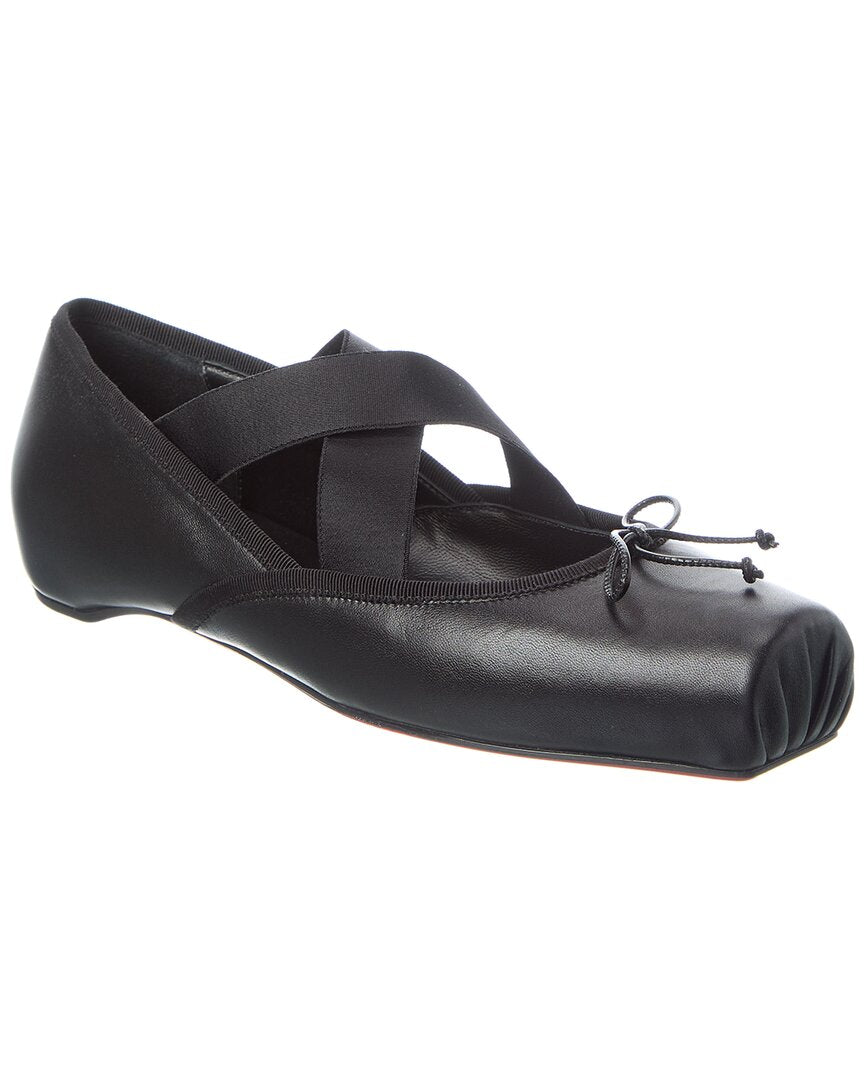 Christian Louboutin | Womens | Cassiasticina Leather Ballerina Flat - I | Black