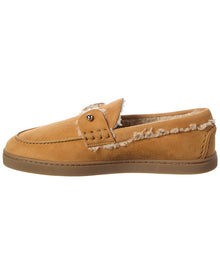 Christian Louboutin | Womens | Chambeliboat Suede & Shearling Boat Shoe | Beige